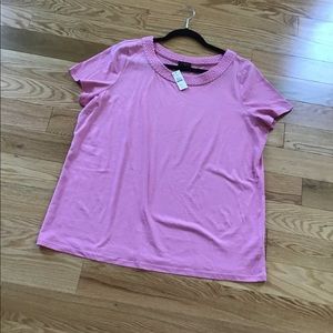 Talbots breaded neck plus size pink top